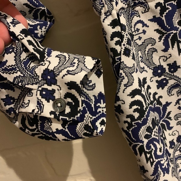 Intermix romper long sleeve drawstring‎ silk jacquard print shorts - Picture 7 of 11